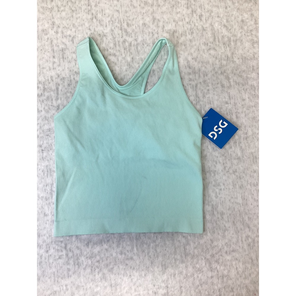 DSG Girls Momentum Shelf Tank 2.0 Waterscape Green Ribbed Athletic Top Size M
